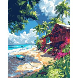 Set pictura pe numere, cu sasiu, Sat de vacanta, 40x50 cm