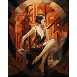 Set pictura pe numere, cu sasiu, Femeie sezand - Art Deco, 40x50 cm