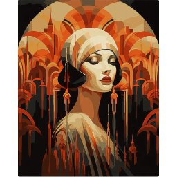 Set pictura pe numere, cu sasiu, Portret de femeie - Art Deco, 40x50 cm