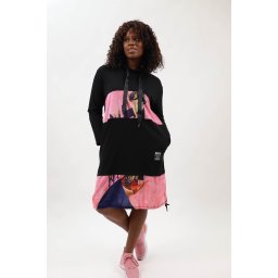 ROCHIE OVERSIZE DIN BUMBAC CU GLUGA SI BUZUNARE MANECA LUNGA FACE TALIE UNICA Multicolora