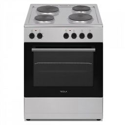 Aragaz electric Tesla CS6400SX, 8,7 kW, 62 litri, Clasa A, 4 arzatoare, Gratar, 40-240°C, Gri