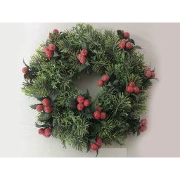 Coronita brad artificial+bobite rosii pentru aranjamente florale