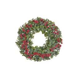 Coronita frunze aritificiale+bobite rosii pentru decoratiuni florale