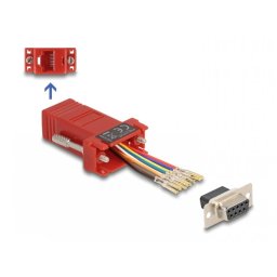 Adaptor Assembly Kit D-Sub 9 pini la RJ45 M-M Rosu, Delock 67106