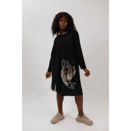ROCHIE OVERSIZE DIN BUMBAC ASIMETRICA CU MANECA LUNGA SI TULL CHIC TALIE UNICA Multicolora