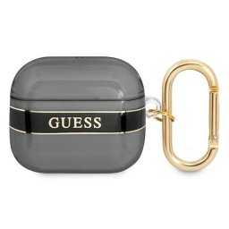 Husa de protectie Guess TPU Printed Stripe Case pentru Airpods 3, Negru