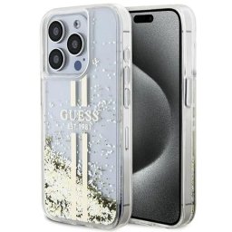 Husa iPhone 15 Pro 6.1" transparent husă rigidă Liquid Glitter Gold Stripes