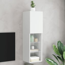 Comoda TV cu lumini LED, alb, 30,5x30x102 cm GartenMobel Dekor