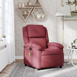 Fotoliu de masaj rabatabil, rosu vin, material textil GartenMobel Dekor