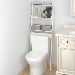Raft de toaleta, alb, 63,5x32x179 cm, lemn masiv de pin GartenMobel Dekor
