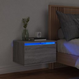 Noptiera montata pe perete cu lumini LED, sonoma gri GartenMobel Dekor