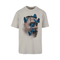 MT Upscale Tricou 'Le Papillon' nisipiu / albastru / maro / negru
