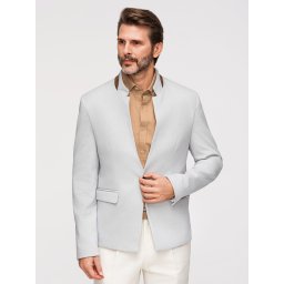 Ombre Men's melange rayon jacket with stand-up collar - grey melange