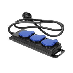 Prelungitor IP44, 3 prize 2P+Z IP44, cablu cauciuc, H05RR-F 3x1.5mm, lungime 3m