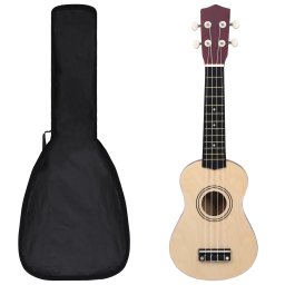 Set ukulele soprano, cu husa, pentru copii, natural, 21" GartenMobel Dekor