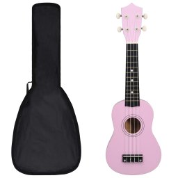 Set ukulele soprano, cu husa, pentru copii, roz, 21" GartenMobel Dekor