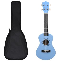 Set ukulele Soprano pentru copii, cu husa, bleu, 21" GartenMobel Dekor
