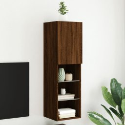 Comoda TV cu lumini LED, stejar maro, 30,5x30x102 cm GartenMobel Dekor