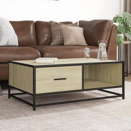 Masuta cafea stejar sonoma 90x57x35 cm lemn prelucrat si metal GartenMobel Dekor