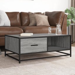 Masuta de cafea, gri sonoma, 90x57x35 cm, lemn prelucrat/metal GartenMobel Dekor