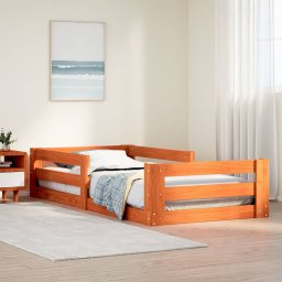 Cadru pat fara saltea, maro ceruit, 80x190 cm, lemn masiv pin GartenMobel Dekor