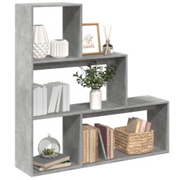Biblioteca/separator 3 niveluri gri beton 123x29x123 cm lemn GartenMobel Dekor