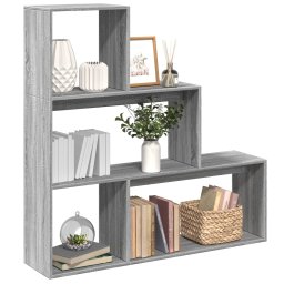 Biblioteca/separator 3 niveluri gri sonoma 123x29x123 cm lemn GartenMobel Dekor