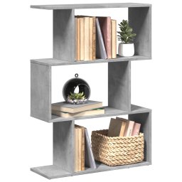 Biblioteca/separator 3 niveluri gri beton 70x24x97 cm lemn GartenMobel Dekor