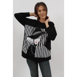 BLUZA BUMBAC OVERSIZE MANECA LUNGA BUZUNAR APLICAT RED LIPS TALIE UNICA Multicolora