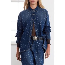 Trendyol Limited Edition Blue Jewelled Oversize Denim Jacket