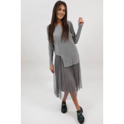 ROCHIE COMBINATA 2 PIESE CU TUL BARALI TALIE UNICA Gri