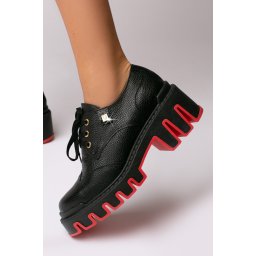 Pantofi Dorian Classic, culoare negru si talpa rosie