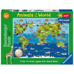 Ravensburger - Puzzle mare de podea harta animalele lumii 60 piese