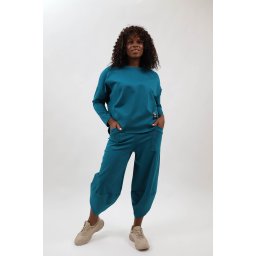COMPLEU SPORT BLUZA SI PANTALONI CU ELASTIC IN TALIE GUARDA TALIE UNICA Turcoaz