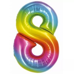 Balon folie de culoarea curcubeului, 76 cm - cifra 8