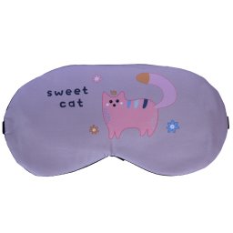 Masca pentru dormit sau calatorie, cu gel detasabil, Pufo Sweet Cat, 19 cm, roz