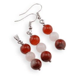 Set cercei cu agatatoare si pandantiv pentru zodia Berbec cristale 8mm