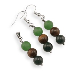 Set cercei cu agatatoare si pandantiv Gemeni cristale 8mm