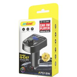 Modulator FM Bluetooth si incarcator auto 12V/24V cu 2 porturi USB Q C67 Andowl