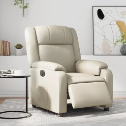 Fotoliu rabatabil electric, crem, piele ecologica GartenMobel Dekor