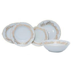 TULIP decor AUR - Serviciu de masa portelan (6 persoane - 20 de piese)