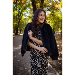 GEACA BOMBER CU BUZUNARE BLANA ECOLOGICA CU FERMOAR SPLENDORE TALIE UNICA Negru