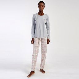 Pijamale Dama din Bumbac Vienetta Model 'Have a Super Day' Stone Confort si Eleganță