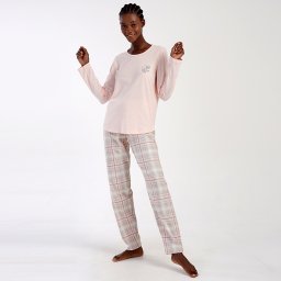 Pijamale Dama din Bumbac Vienetta Model 'Have a Super Day' Baby Pink Confort si Eleganță
