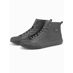 Ombre Men's high-top sneakers with decorative toe - gray