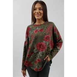 BLUZA SPORT OVERSIZE IMPRIMEU FLORAL DONATELLA TALIE UNICA Kaki