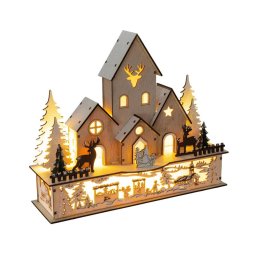 Decorațiune LED de Crăciun Retlux LED/2xAA lemn sat