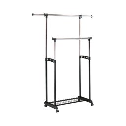 Cuier mobil pe roți 170x142 cm negru/crom