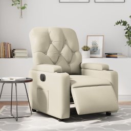 Fotoliu rabatabil electric, crem, piele ecologica GartenMobel Dekor