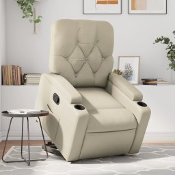 Fotoliu rabatabil cu ridicare, crem, piele ecologica GartenMobel Dekor